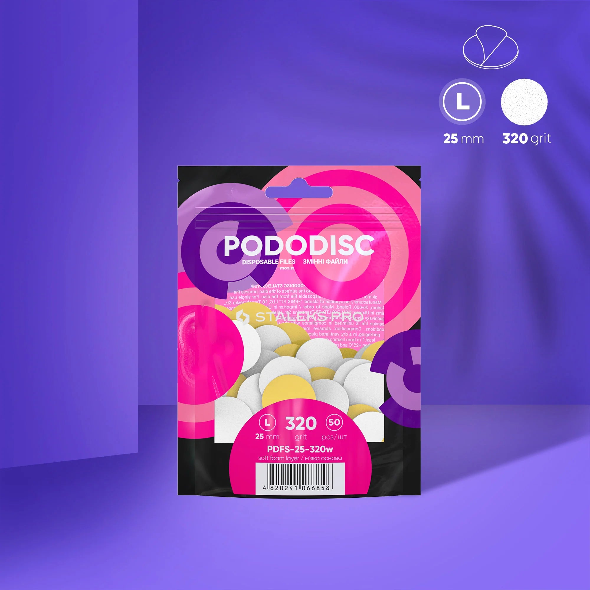 Lime di ricambio su base morbida per il disco per pedicure PODODISC STALEKS PRO L (50 pz)